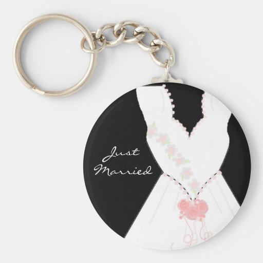 Apenas vestido de boda casado llaveros personalizados
