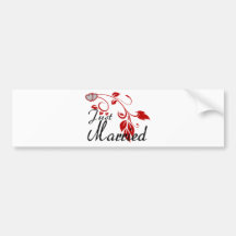 Apenas vides florales unidas casadas de los corazo etiqueta de parachoque