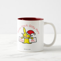 Apile por favor los regalos aquí tazas de café