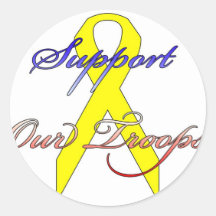 Apoye a nuestras tropas pegatina redonda
