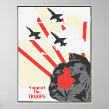 Apoye el poster del vintage de las tropas