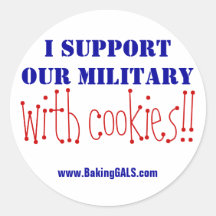 ¡Apoyo a nuestros militares con las galletas!! Pegatina Redonda
