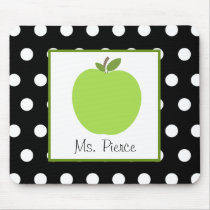 Apple verde/negro con los lunares blancos alfombrillas de raton 