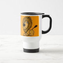 AQ- taza divertida del dibujo animado del león