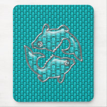 Aquamarine y plata Mousepad de los pescados de Pis Alfombrillas De Ratones