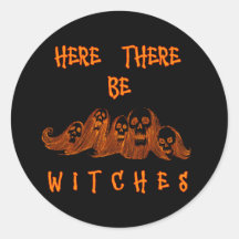 Aquí haya brujas pegatina redonda