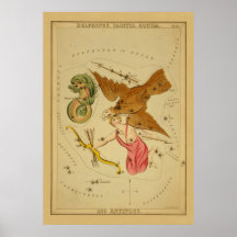 Aquila Eagle - carta de estrella astronómica del v Poster