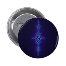 Arabesque azul en Deep Purple - fractal brillante Pin