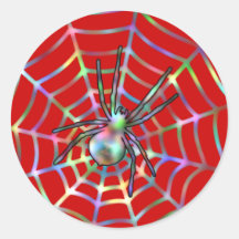 Araña roja fresca en el Web Etiqueta