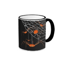 Arañas anaranjadas de Halloween de los niños Taza De Café