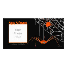 Arañas anaranjadas de Halloween Tarjeta Fotográfica