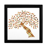Árbol abstracto retro adaptable de la tela escoces cajas de joyas
