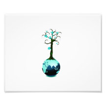 árbol azul que crece fuera del globo ecology.png impresion fotografica