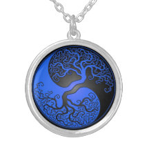 Árbol azul y negro de Yin Yang Joyería