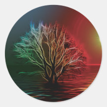 Árbol, cielo y río de Fractalius Etiquetas Redondas