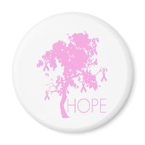 Árbol de cinta rosado de la esperanza imanes