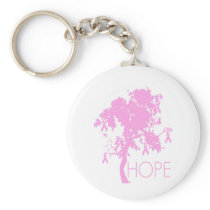 Árbol de cinta rosado de la esperanza llaveros
