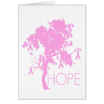 Árbol de cinta rosado de la esperanza tarjetas