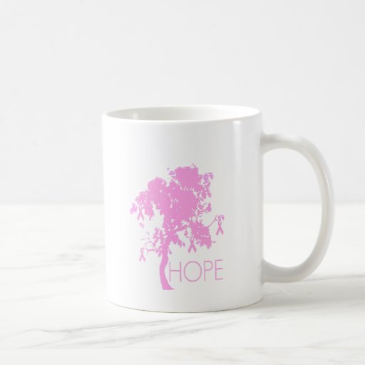 Árbol de cinta rosado de la esperanza tazas de café