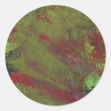 Árbol de hoja perenne abstracto de la pintura 21 pegatinas redondas
