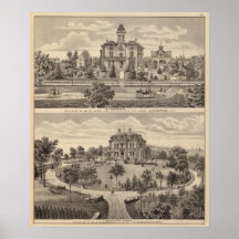 Árbol de hoja perenne y lugar de Guilford, Minneso Poster