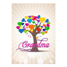 Árbol de la abuela de los corazones de la vida invitacion personalizada