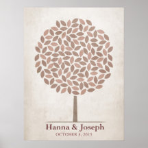 Árbol de la firma del boda - caída rústica posters