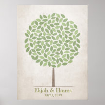Árbol de la firma del boda - rústico poster