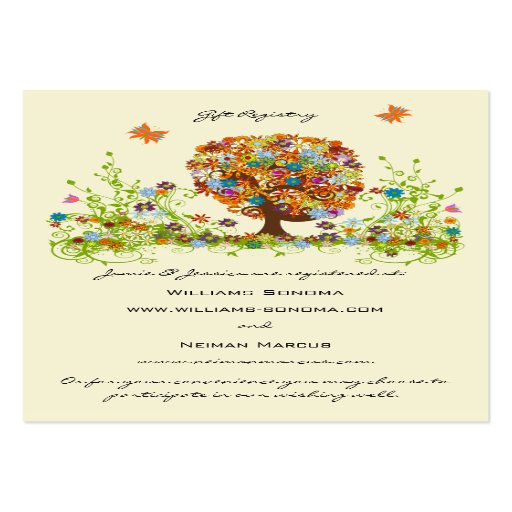 Árbol de la flor que desea bien, Web site y regist Tarjeta De Visita