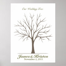 Árbol de la huella dactilar del boda - obra clásic poster