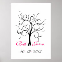 Árbol de la huella dactilar del boda poster