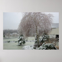 Árbol de la tormenta de hielo del invierno poster
