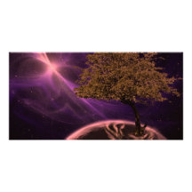 Árbol de la vida cósmico tarjeta fotografica personalizada