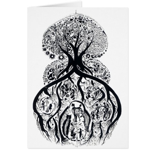 ÁRBOL de la VIDA - negro y blanco Felicitacion