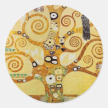 Árbol de la vida por Klimt Etiqueta Redonda