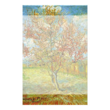 Árbol de melocotón rosado de Van Gogh en el flor,  Papeleria