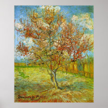 Árbol de melocotón rosado de Van Gogh en el flor,  Poster