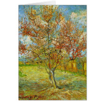 Árbol de melocotón rosado de Van Gogh en el flor,  Tarjeta