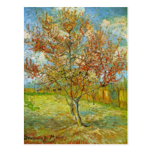 Árbol de melocotón rosado de Van Gogh en el flor,  Postal
