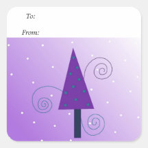 Árbol de navidad caprichoso pegatinas cuadradas