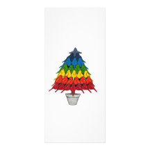 Árbol de navidad de los petirrojos del arco iris tarjetas publicitarias
