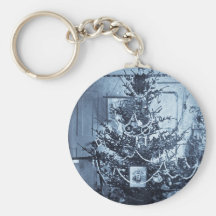 Árbol de navidad de Stereoview de los 1800s del vi Llaveros Personalizados