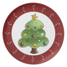 Árbol de navidad del bastón de caramelo plato