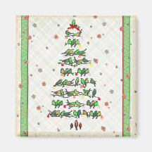 Árbol de navidad del pájaro imanes para frigoríficos