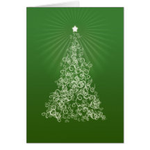 Árbol de navidad del remolino de los saludos de la tarjetón