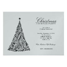 Árbol de navidad el | SilverMetallic de 311 Swirly Invitación