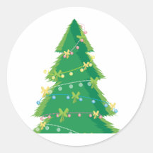 Árbol de navidad etiqueta redonda