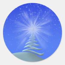 Árbol de navidad pegatina redonda