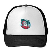 Árbol de navidad que lleva de Papá Noel retro Gorro