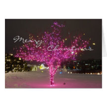 Árbol de navidad rosado tarjetas